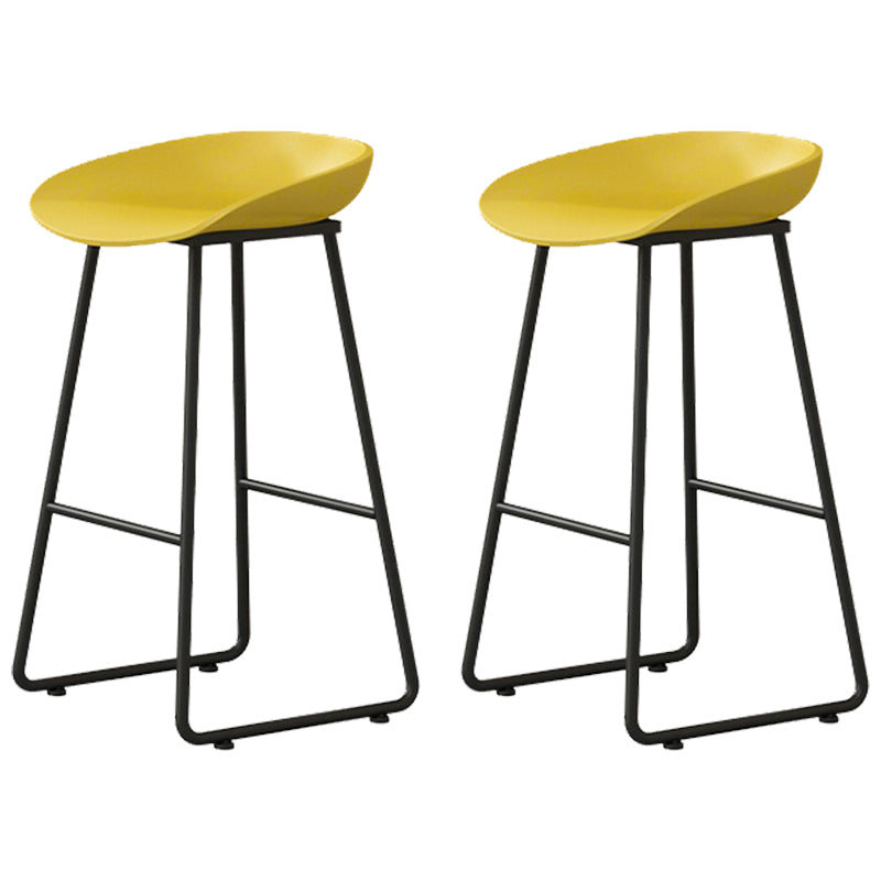 Modern Armless Backrest Counter Stool Iron Household Bar Stool with Plastic Seat and Pedal Yellow 2 Piece Set Counter Stool(26"H) Clearhalo 'Bar Furniture' 'Bar Stools' 'bar_stools' 'furn' 'furn_bar_stools' 'furniture_bar_stools' 'Kitchen & Dining Furniture' 'kitchen&dining_furn' 'kitchen' 'kitchen_furn' Furniture' 4527377
