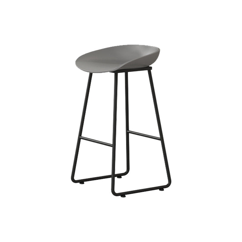 Modern Armless Backrest Counter Stool Iron Household Bar Stool with Plastic Seat and Pedal Gray 1 Piece Counter Stool(26"H) Clearhalo 'Bar Furniture' 'Bar Stools' 'bar_stools' 'furn' 'furn_bar_stools' 'furniture_bar_stools' 'Kitchen & Dining Furniture' 'kitchen&dining_furn' 'kitchen' 'kitchen_furn' Furniture' 4527382