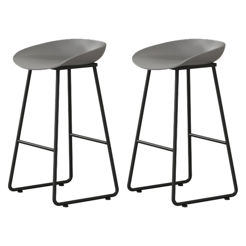 Modern Armless Backrest Counter Stool Iron Household Bar Stool with Plastic Seat and Pedal Gray 2 Piece Set Counter Stool(26"H) Clearhalo 'Bar Furniture' 'Bar Stools' 'bar_stools' 'furn' 'furn_bar_stools' 'furniture_bar_stools' 'Kitchen & Dining Furniture' 'kitchen&dining_furn' 'kitchen' 'kitchen_furn' Furniture' 4527383