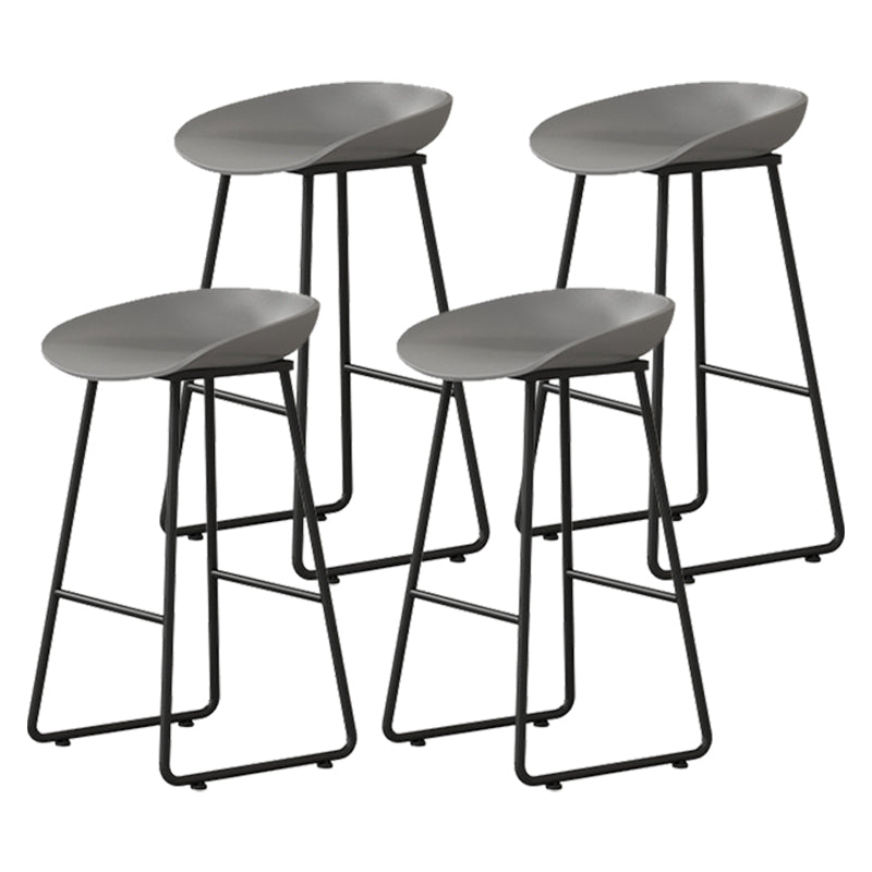 Modern Armless Backrest Counter Stool Iron Household Bar Stool with Plastic Seat and Pedal Gray 4 Piece Set Counter Stool(26"H) Clearhalo 'Bar Furniture' 'Bar Stools' 'bar_stools' 'furn' 'furn_bar_stools' 'furniture_bar_stools' 'Kitchen & Dining Furniture' 'kitchen&dining_furn' 'kitchen' 'kitchen_furn' Furniture' 4527384
