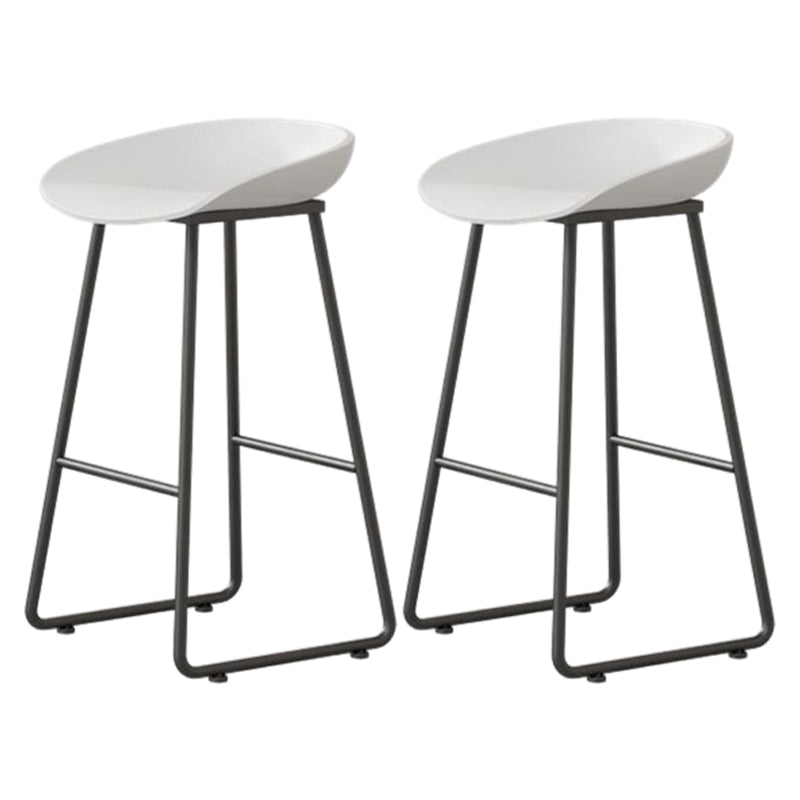 Modern Armless Backrest Counter Stool Iron Household Bar Stool with Plastic Seat and Pedal White 2 Piece Set Counter Stool(26"H) Clearhalo 'Bar Furniture' 'Bar Stools' 'bar_stools' 'furn' 'furn_bar_stools' 'furniture_bar_stools' 'Kitchen & Dining Furniture' 'kitchen&dining_furn' 'kitchen' 'kitchen_furn' Furniture' 4527386