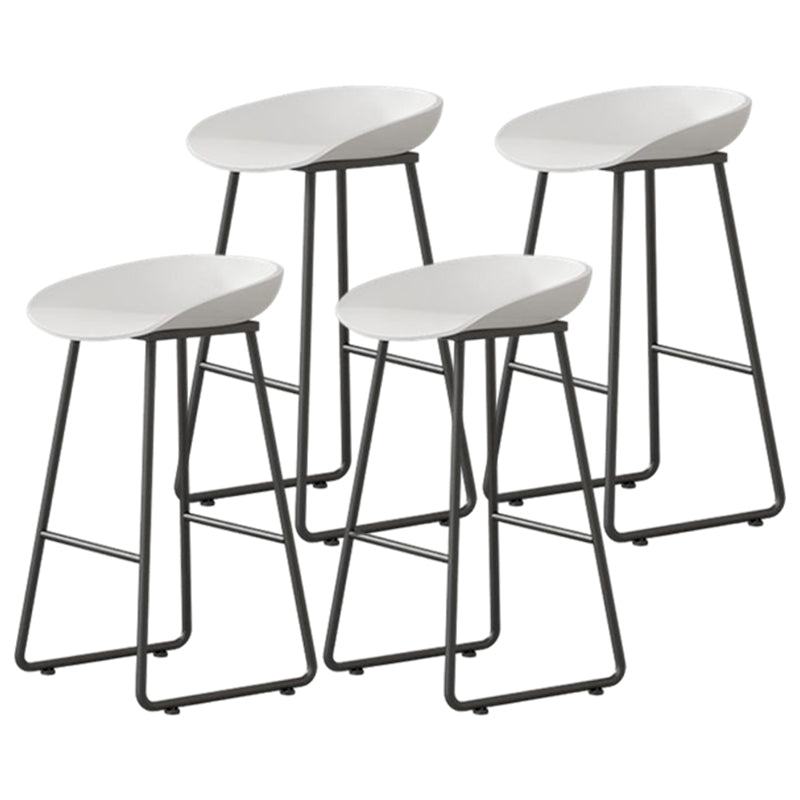 Modern Armless Backrest Counter Stool Iron Household Bar Stool with Plastic Seat and Pedal White 4 Piece Set Counter Stool(26"H) Clearhalo 'Bar Furniture' 'Bar Stools' 'bar_stools' 'furn' 'furn_bar_stools' 'furniture_bar_stools' 'Kitchen & Dining Furniture' 'kitchen&dining_furn' 'kitchen' 'kitchen_furn' Furniture' 4527387