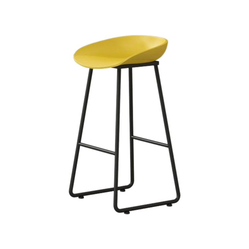 Modern Armless Backrest Counter Stool Iron Household Bar Stool with Plastic Seat and Pedal Yellow 1 Piece Bar Stool(30"H) Clearhalo 'Bar Furniture' 'Bar Stools' 'bar_stools' 'furn' 'furn_bar_stools' 'furniture_bar_stools' 'Kitchen & Dining Furniture' 'kitchen&dining_furn' 'kitchen' 'kitchen_furn' Furniture' 4527391