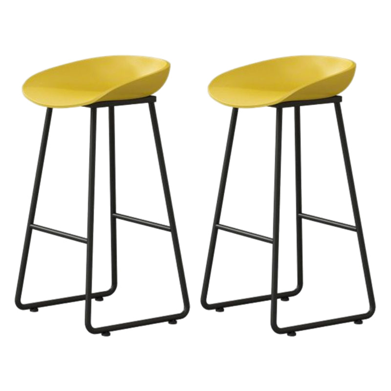 Modern Armless Backrest Counter Stool Iron Household Bar Stool with Plastic Seat and Pedal Yellow 2 Piece Set Bar Stool(30"H) Clearhalo 'Bar Furniture' 'Bar Stools' 'bar_stools' 'furn' 'furn_bar_stools' 'furniture_bar_stools' 'Kitchen & Dining Furniture' 'kitchen&dining_furn' 'kitchen' 'kitchen_furn' Furniture' 4527392