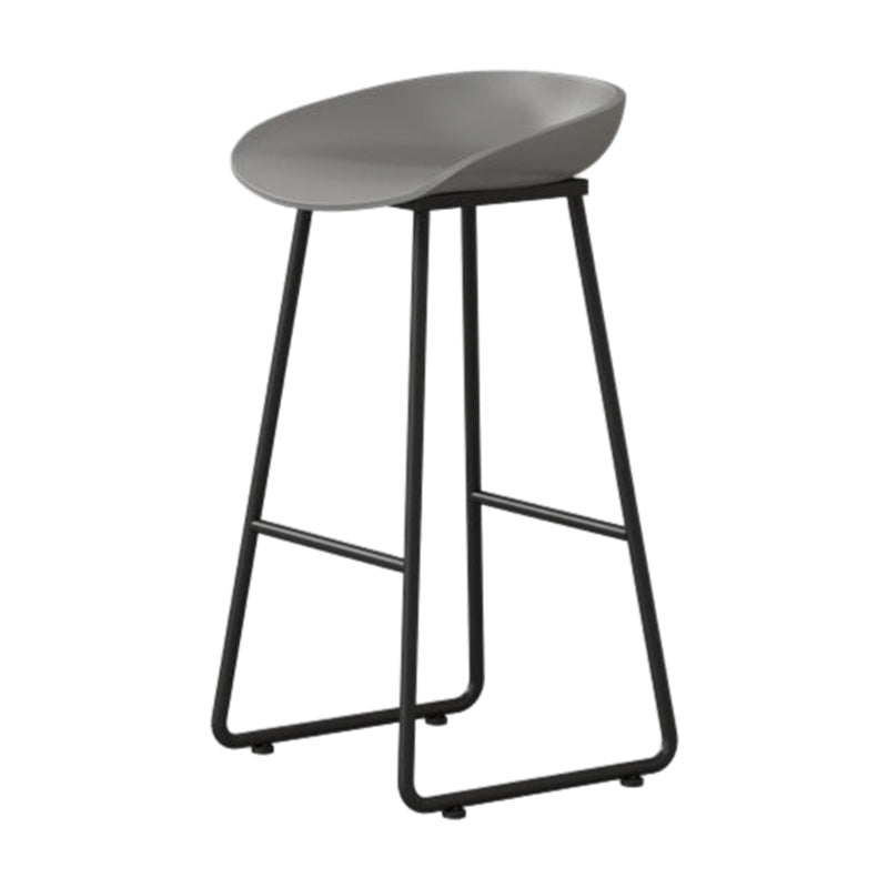 Modern Armless Backrest Counter Stool Iron Household Bar Stool with Plastic Seat and Pedal Gray 1 Piece Bar Stool(30"H) Clearhalo 'Bar Furniture' 'Bar Stools' 'bar_stools' 'furn' 'furn_bar_stools' 'furniture_bar_stools' 'Kitchen & Dining Furniture' 'kitchen&dining_furn' 'kitchen' 'kitchen_furn' Furniture' 4527394