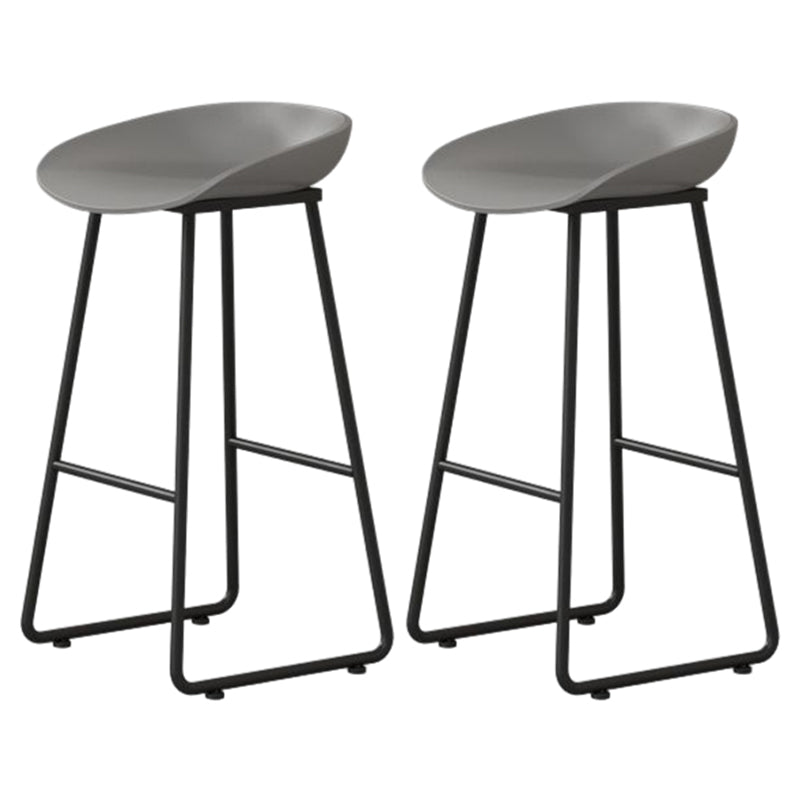 Modern Armless Backrest Counter Stool Iron Household Bar Stool with Plastic Seat and Pedal Gray 2 Piece Set Bar Stool(30"H) Clearhalo 'Bar Furniture' 'Bar Stools' 'bar_stools' 'furn' 'furn_bar_stools' 'furniture_bar_stools' 'Kitchen & Dining Furniture' 'kitchen&dining_furn' 'kitchen' 'kitchen_furn' Furniture' 4527395