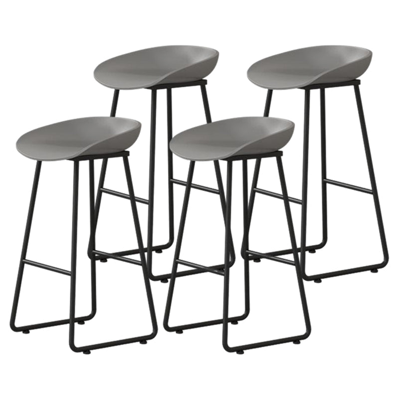 Modern Armless Backrest Counter Stool Iron Household Bar Stool with Plastic Seat and Pedal Gray 4 Piece Set Bar Stool(30"H) Clearhalo 'Bar Furniture' 'Bar Stools' 'bar_stools' 'furn' 'furn_bar_stools' 'furniture_bar_stools' 'Kitchen & Dining Furniture' 'kitchen&dining_furn' 'kitchen' 'kitchen_furn' Furniture' 4527396