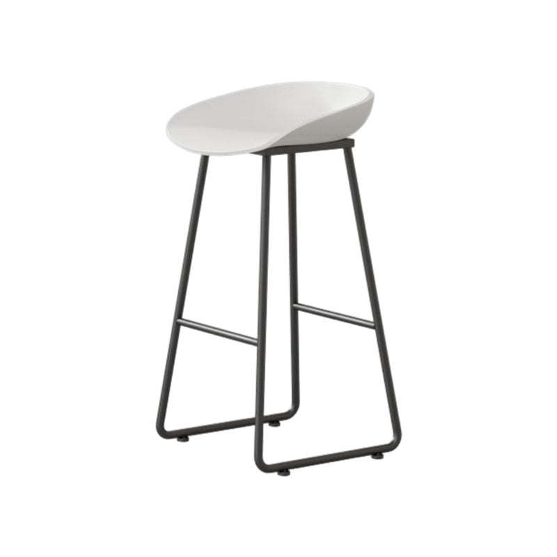 Modern Armless Backrest Counter Stool Iron Household Bar Stool with Plastic Seat and Pedal White 1 Piece Bar Stool(30"H) Clearhalo 'Bar Furniture' 'Bar Stools' 'bar_stools' 'furn' 'furn_bar_stools' 'furniture_bar_stools' 'Kitchen & Dining Furniture' 'kitchen&dining_furn' 'kitchen' 'kitchen_furn' Furniture' 4527400