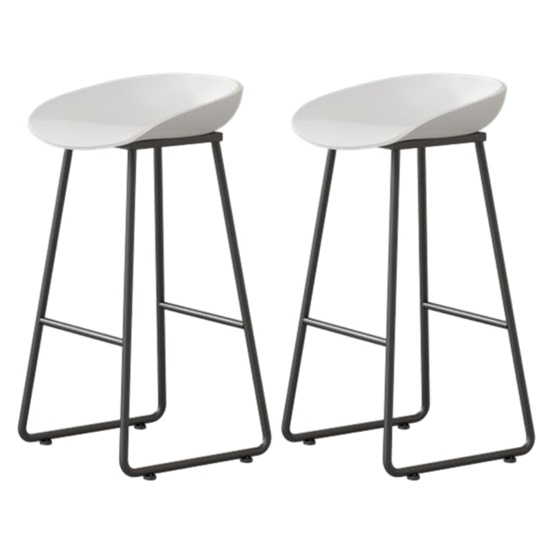 Modern Armless Backrest Counter Stool Iron Household Bar Stool with Plastic Seat and Pedal White 2 Piece Set Bar Stool(30"H) Clearhalo 'Bar Furniture' 'Bar Stools' 'bar_stools' 'furn' 'furn_bar_stools' 'furniture_bar_stools' 'Kitchen & Dining Furniture' 'kitchen&dining_furn' 'kitchen' 'kitchen_furn' Furniture' 4527401