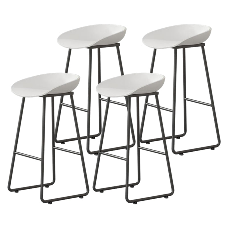 Modern Armless Backrest Counter Stool Iron Household Bar Stool with Plastic Seat and Pedal White 4 Piece Set Bar Stool(30"H) Clearhalo 'Bar Furniture' 'Bar Stools' 'bar_stools' 'furn' 'furn_bar_stools' 'furniture_bar_stools' 'Kitchen & Dining Furniture' 'kitchen&dining_furn' 'kitchen' 'kitchen_furn' Furniture' 4527402