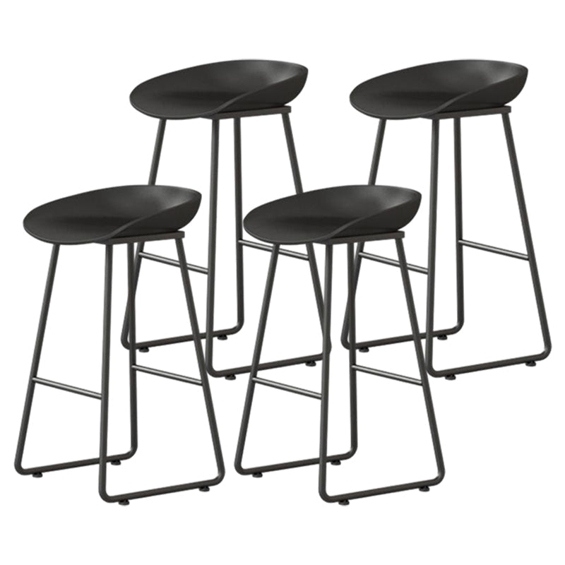 Modern Armless Backrest Counter Stool Iron Household Bar Stool with Plastic Seat and Pedal Black 4 Piece Set Bar Stool(30"H) Clearhalo 'Bar Furniture' 'Bar Stools' 'bar_stools' 'furn' 'furn_bar_stools' 'furniture_bar_stools' 'Kitchen & Dining Furniture' 'kitchen&dining_furn' 'kitchen' 'kitchen_furn' Furniture' 4527405