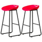 Modern Armless Backrest Counter Stool Iron Household Bar Stool with Plastic Seat and Pedal Red 2 Piece Set Bar Stool(30"H) Clearhalo 'Bar Furniture' 'Bar Stools' 'bar_stools' 'furn' 'furn_bar_stools' 'furniture_bar_stools' 'Kitchen & Dining Furniture' 'kitchen&dining_furn' 'kitchen' 'kitchen_furn' Furniture' 4527407