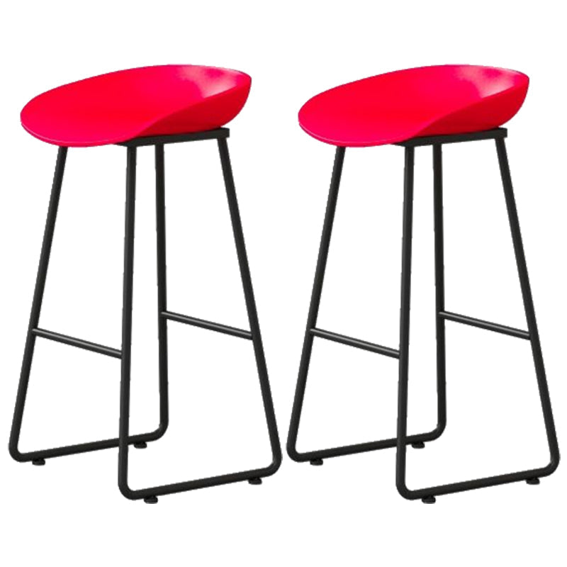 Modern Armless Backrest Counter Stool Iron Household Bar Stool with Plastic Seat and Pedal Red 2 Piece Set Bar Stool(30"H) Clearhalo 'Bar Furniture' 'Bar Stools' 'bar_stools' 'furn' 'furn_bar_stools' 'furniture_bar_stools' 'Kitchen & Dining Furniture' 'kitchen&dining_furn' 'kitchen' 'kitchen_furn' Furniture' 4527407