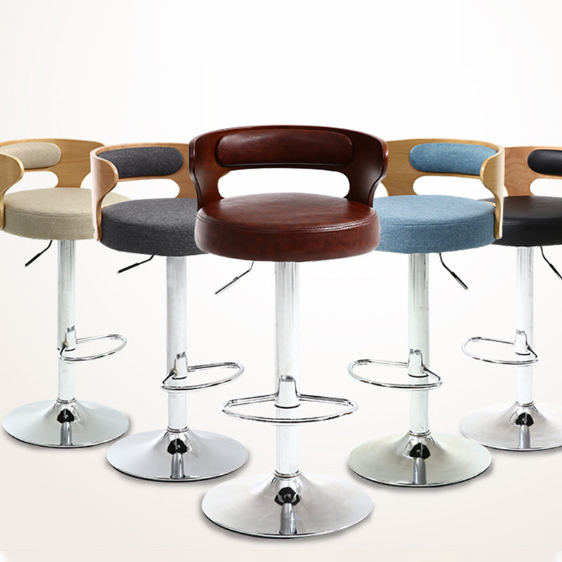 Modern Rotatable Backrest Counter Stool Steel Household Bar Stool with Cushion and Pedal Clearhalo 'Bar Furniture' 'Bar Stools' 'bar_stools' 'furn' 'furn_bar_stools' 'furniture_bar_stools' 'Kitchen & Dining Furniture' 'kitchen&dining_furn' 'kitchen' 'kitchen_furn' Furniture' 4527418