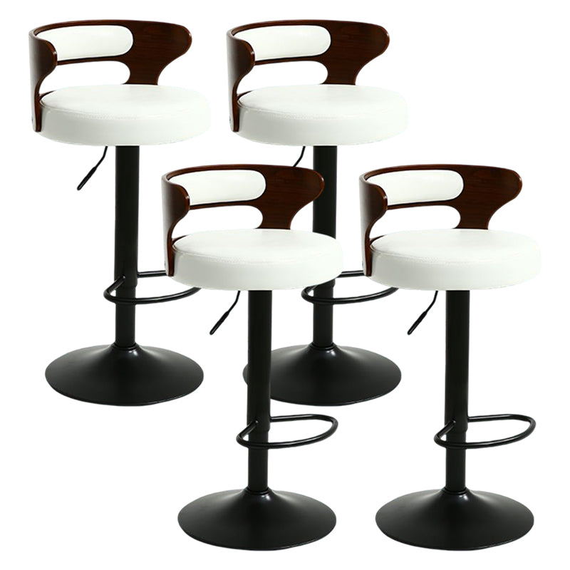 Modern Rotatable Backrest Counter Stool Steel Household Bar Stool with Cushion and Pedal White 4 Piece Set Clearhalo 'Bar Furniture' 'Bar Stools' 'bar_stools' 'furn' 'furn_bar_stools' 'furniture_bar_stools' 'Kitchen & Dining Furniture' 'kitchen&dining_furn' 'kitchen' 'kitchen_furn' Furniture' 4527423