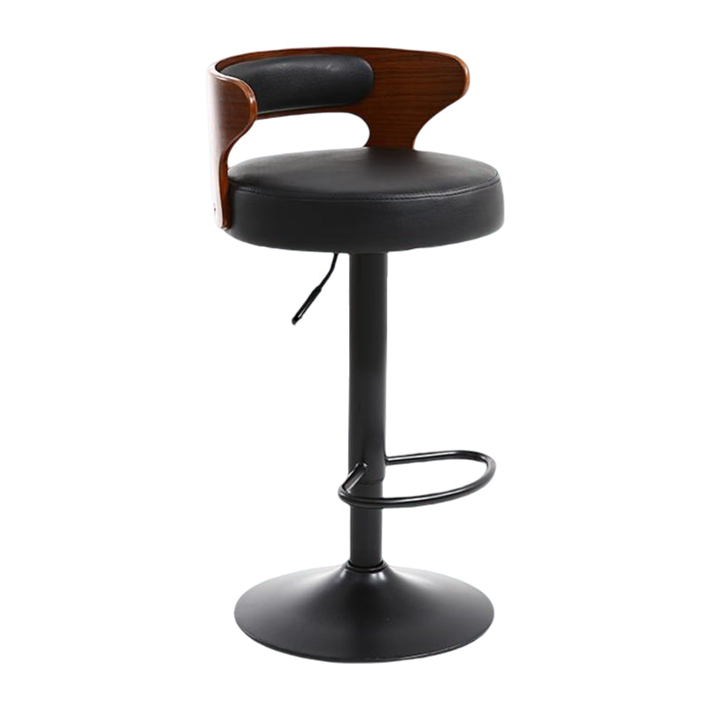 Modern Rotatable Backrest Counter Stool Steel Household Bar Stool with Cushion and Pedal Black 1 Piece Clearhalo 'Bar Furniture' 'Bar Stools' 'bar_stools' 'furn' 'furn_bar_stools' 'furniture_bar_stools' 'Kitchen & Dining Furniture' 'kitchen&dining_furn' 'kitchen' 'kitchen_furn' Furniture' 4527424