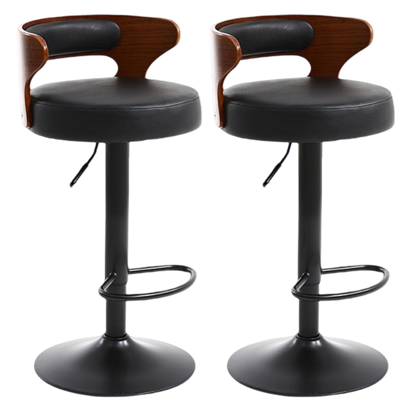 Modern Rotatable Backrest Counter Stool Steel Household Bar Stool with Cushion and Pedal Black 2 Piece Set Clearhalo 'Bar Furniture' 'Bar Stools' 'bar_stools' 'furn' 'furn_bar_stools' 'furniture_bar_stools' 'Kitchen & Dining Furniture' 'kitchen&dining_furn' 'kitchen' 'kitchen_furn' Furniture' 4527427