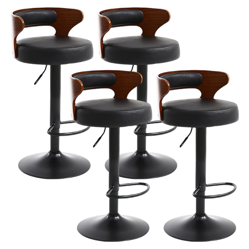 Modern Rotatable Backrest Counter Stool Steel Household Bar Stool with Cushion and Pedal Black 4 Piece Set Clearhalo 'Bar Furniture' 'Bar Stools' 'bar_stools' 'furn' 'furn_bar_stools' 'furniture_bar_stools' 'Kitchen & Dining Furniture' 'kitchen&dining_furn' 'kitchen' 'kitchen_furn' Furniture' 4527428