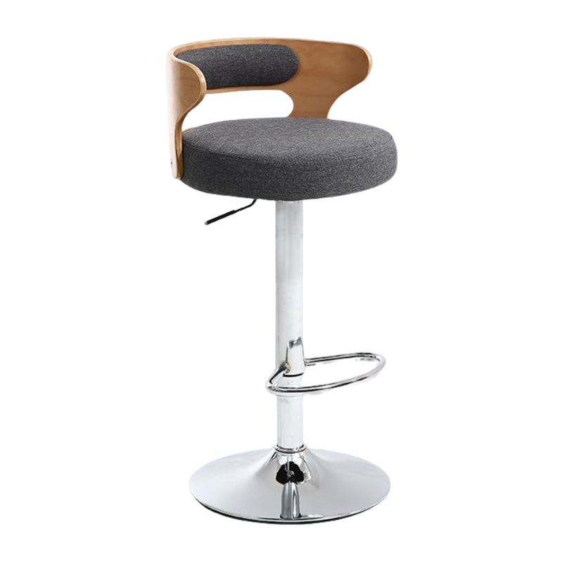 Modern Rotatable Backrest Counter Stool Steel Household Bar Stool with Cushion and Pedal Grey 1 Piece Clearhalo 'Bar Furniture' 'Bar Stools' 'bar_stools' 'furn' 'furn_bar_stools' 'furniture_bar_stools' 'Kitchen & Dining Furniture' 'kitchen&dining_furn' 'kitchen' 'kitchen_furn' Furniture' 4527435