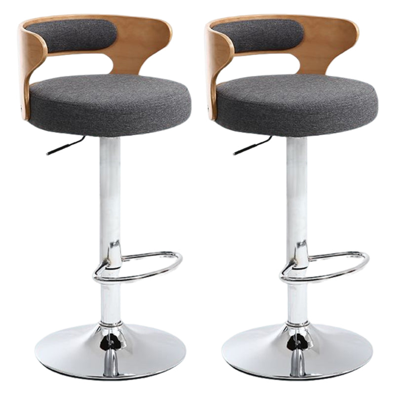 Modern Rotatable Backrest Counter Stool Steel Household Bar Stool with Cushion and Pedal Grey 2 Piece Set Clearhalo 'Bar Furniture' 'Bar Stools' 'bar_stools' 'furn' 'furn_bar_stools' 'furniture_bar_stools' 'Kitchen & Dining Furniture' 'kitchen&dining_furn' 'kitchen' 'kitchen_furn' Furniture' 4527436