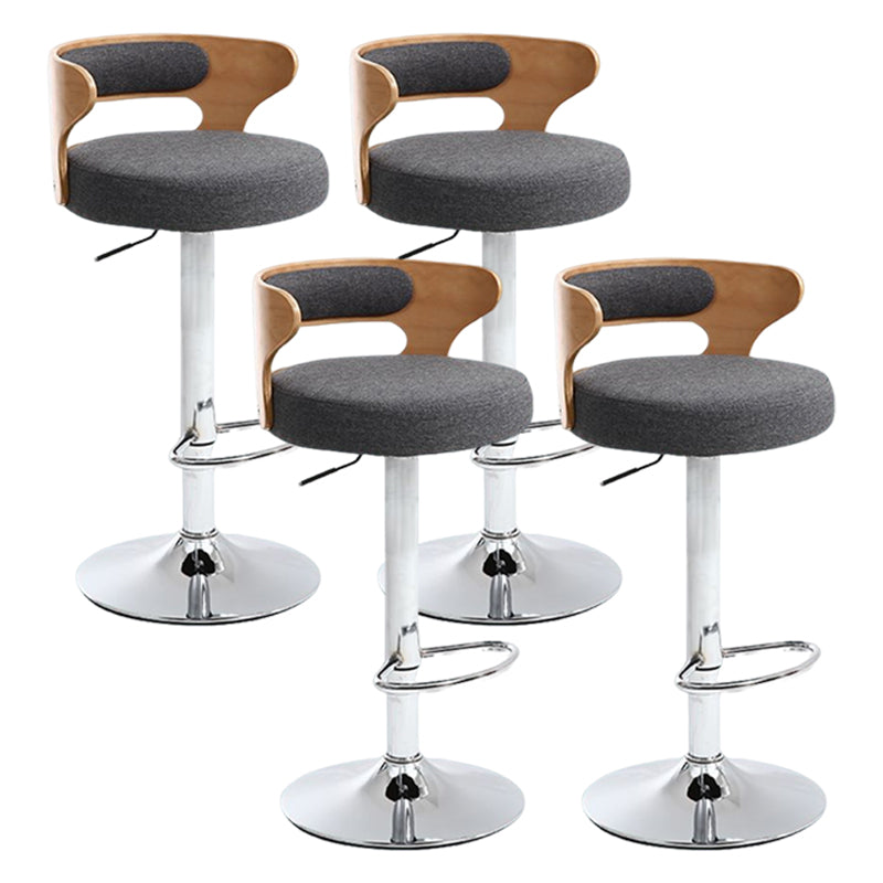 Modern Rotatable Backrest Counter Stool Steel Household Bar Stool with Cushion and Pedal Grey 4 Piece Set Clearhalo 'Bar Furniture' 'Bar Stools' 'bar_stools' 'furn' 'furn_bar_stools' 'furniture_bar_stools' 'Kitchen & Dining Furniture' 'kitchen&dining_furn' 'kitchen' 'kitchen_furn' Furniture' 4527437