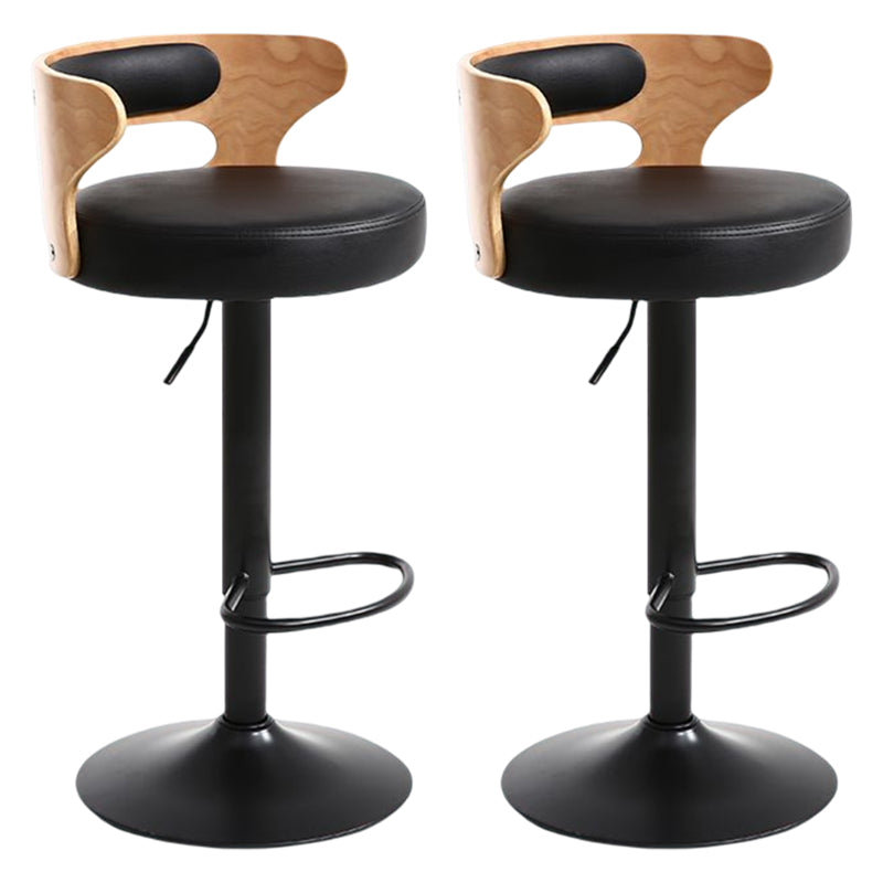 Modern Rotatable Backrest Counter Stool Steel Household Bar Stool with Cushion and Pedal Gloss Black 2 Piece Set Clearhalo 'Bar Furniture' 'Bar Stools' 'bar_stools' 'furn' 'furn_bar_stools' 'furniture_bar_stools' 'Kitchen & Dining Furniture' 'kitchen&dining_furn' 'kitchen' 'kitchen_furn' Furniture' 4527439