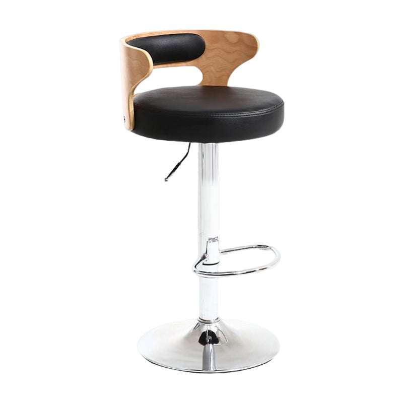 Modern Rotatable Backrest Counter Stool Steel Household Bar Stool with Cushion and Pedal Matte Black 1 Piece Clearhalo 'Bar Furniture' 'Bar Stools' 'bar_stools' 'furn' 'furn_bar_stools' 'furniture_bar_stools' 'Kitchen & Dining Furniture' 'kitchen&dining_furn' 'kitchen' 'kitchen_furn' Furniture' 4527441