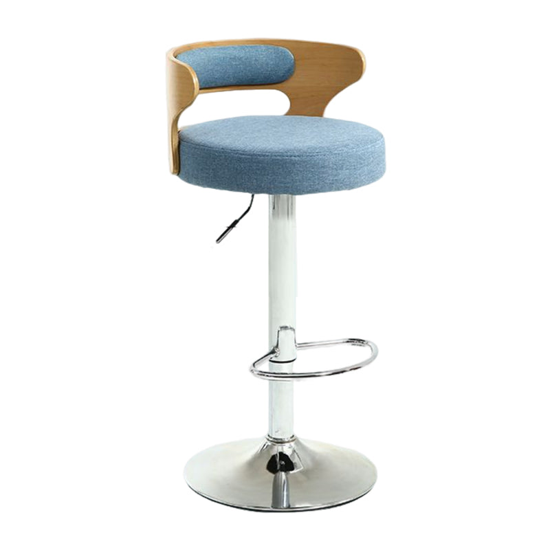 Modern Rotatable Backrest Counter Stool Steel Household Bar Stool with Cushion and Pedal Light Blue 1 Piece Clearhalo 'Bar Furniture' 'Bar Stools' 'bar_stools' 'furn' 'furn_bar_stools' 'furniture_bar_stools' 'Kitchen & Dining Furniture' 'kitchen&dining_furn' 'kitchen' 'kitchen_furn' Furniture' 4527447