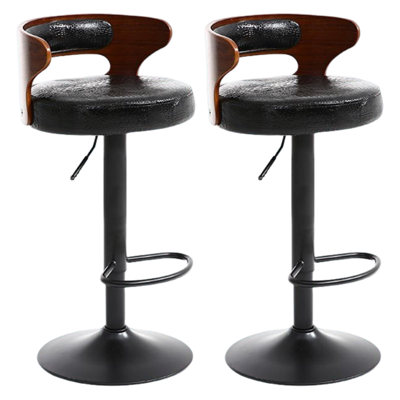 Modern Rotatable Backrest Counter Stool Steel Household Bar Stool with Cushion and Pedal Textured Black 2 Piece Set Clearhalo 'Bar Furniture' 'Bar Stools' 'bar_stools' 'furn' 'furn_bar_stools' 'furniture_bar_stools' 'Kitchen & Dining Furniture' 'kitchen&dining_furn' 'kitchen' 'kitchen_furn' Furniture' 4527451