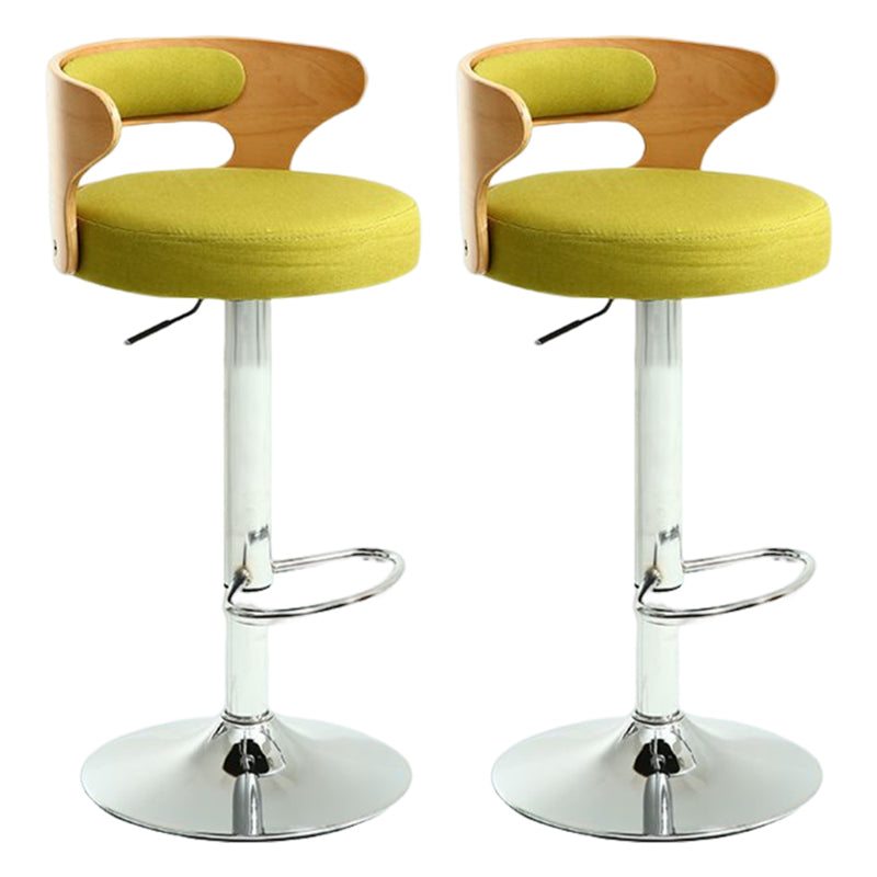 Modern Rotatable Backrest Counter Stool Steel Household Bar Stool with Cushion and Pedal Green 2 Piece Set Clearhalo 'Bar Furniture' 'Bar Stools' 'bar_stools' 'furn' 'furn_bar_stools' 'furniture_bar_stools' 'Kitchen & Dining Furniture' 'kitchen&dining_furn' 'kitchen' 'kitchen_furn' Furniture' 4527454