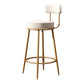 Glam Metal Upholstered Barstool Indoor Bar Stool with Low Back and Ron Legs White 1 Piece Clearhalo 'Bar Furniture' 'Bar Stools' 'bar_stools' 'furn' 'furn_bar_stools' 'furniture_bar_stools' 'Kitchen & Dining Furniture' 'kitchen&dining_furn' 'kitchen' 'kitchen_furn' Furniture' 4527529