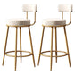 Glam Metal Upholstered Barstool Indoor Bar Stool with Low Back and Ron Legs White 2 Piece Set Clearhalo 'Bar Furniture' 'Bar Stools' 'bar_stools' 'furn' 'furn_bar_stools' 'furniture_bar_stools' 'Kitchen & Dining Furniture' 'kitchen&dining_furn' 'kitchen' 'kitchen_furn' Furniture' 4527530