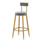 Glam Metal Upholstered Barstool Indoor Bar Stool with Low Back and Ron Legs Clearhalo 'Bar Furniture' 'Bar Stools' 'bar_stools' 'furn' 'furn_bar_stools' 'furniture_bar_stools' 'Kitchen & Dining Furniture' 'kitchen&dining_furn' 'kitchen' 'kitchen_furn' Furniture' 4527536