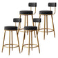 Glam Metal Upholstered Barstool Indoor Bar Stool with Low Back and Ron Legs Black 4 Piece Set Clearhalo 'Bar Furniture' 'Bar Stools' 'bar_stools' 'furn' 'furn_bar_stools' 'furniture_bar_stools' 'Kitchen & Dining Furniture' 'kitchen&dining_furn' 'kitchen' 'kitchen_furn' Furniture' 4527543