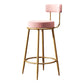 Glam Metal Upholstered Barstool Indoor Bar Stool with Low Back and Ron Legs Pink 1 Piece Clearhalo 'Bar Furniture' 'Bar Stools' 'bar_stools' 'furn' 'furn_bar_stools' 'furniture_bar_stools' 'Kitchen & Dining Furniture' 'kitchen&dining_furn' 'kitchen' 'kitchen_furn' Furniture' 4527547