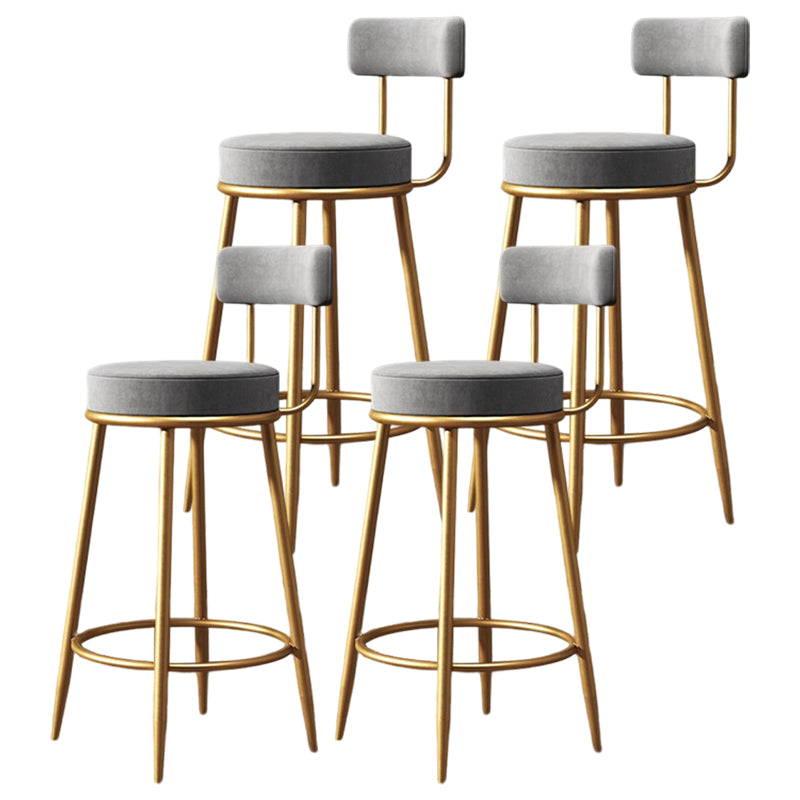 Glam Metal Upholstered Barstool Indoor Bar Stool with Low Back and Ron Legs Grey 4 Piece Set Clearhalo 'Bar Furniture' 'Bar Stools' 'bar_stools' 'furn' 'furn_bar_stools' 'furniture_bar_stools' 'Kitchen & Dining Furniture' 'kitchen&dining_furn' 'kitchen' 'kitchen_furn' Furniture' 4527552