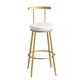 Glam Metal Leather Barstool Indoor Bar Stool with Iron Legs and Low Back Gold White 1 Piece Clearhalo 'Bar Furniture' 'Bar Stools' 'bar_stools' 'furn' 'furn_bar_stools' 'furniture_bar_stools' 'Kitchen & Dining Furniture' 'kitchen&dining_furn' 'kitchen' 'kitchen_furn' Furniture' 4527653