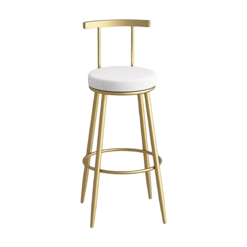 Glam Metal Leather Barstool Indoor Bar Stool with Iron Legs and Low Back Gold White 1 Piece Clearhalo 'Bar Furniture' 'Bar Stools' 'bar_stools' 'furn' 'furn_bar_stools' 'furniture_bar_stools' 'Kitchen & Dining Furniture' 'kitchen&dining_furn' 'kitchen' 'kitchen_furn' Furniture' 4527653