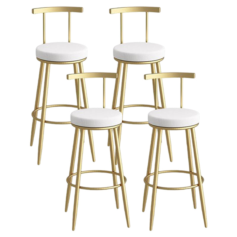 Glam Metal Leather Barstool Indoor Bar Stool with Iron Legs and Low Back Gold White 4 Piece Set Clearhalo 'Bar Furniture' 'Bar Stools' 'bar_stools' 'furn' 'furn_bar_stools' 'furniture_bar_stools' 'Kitchen & Dining Furniture' 'kitchen&dining_furn' 'kitchen' 'kitchen_furn' Furniture' 4527657