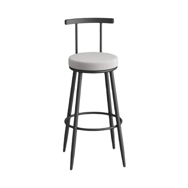 Glam Metal Leather Barstool Indoor Bar Stool with Iron Legs and Low Back Black Gray 1 Piece Clearhalo 'Bar Furniture' 'Bar Stools' 'bar_stools' 'furn' 'furn_bar_stools' 'furniture_bar_stools' 'Kitchen & Dining Furniture' 'kitchen&dining_furn' 'kitchen' 'kitchen_furn' Furniture' 4527668