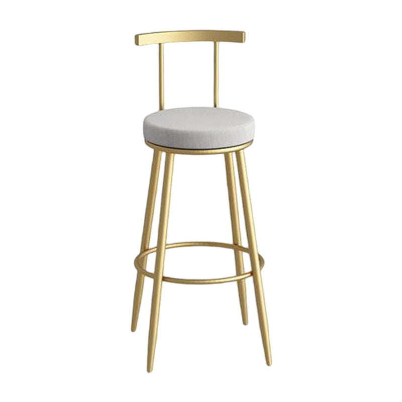 Glam Metal Leather Barstool Indoor Bar Stool with Iron Legs and Low Back Gold Gray 1 Piece Clearhalo 'Bar Furniture' 'Bar Stools' 'bar_stools' 'furn' 'furn_bar_stools' 'furniture_bar_stools' 'Kitchen & Dining Furniture' 'kitchen&dining_furn' 'kitchen' 'kitchen_furn' Furniture' 4527671