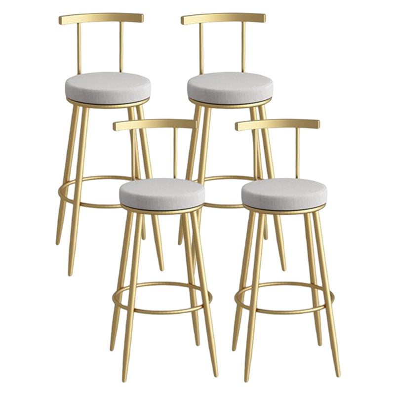 Glam Metal Leather Barstool Indoor Bar Stool with Iron Legs and Low Back Gold Gray 4 Piece Set Clearhalo 'Bar Furniture' 'Bar Stools' 'bar_stools' 'furn' 'furn_bar_stools' 'furniture_bar_stools' 'Kitchen & Dining Furniture' 'kitchen&dining_furn' 'kitchen' 'kitchen_furn' Furniture' 4527673