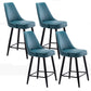 Contemporary Metal Leather Bar Stools Bristol Barstool with Iron Legs and Low Back Royal Blue 4 Piece Set Clearhalo 'Bar Furniture' 'Bar Stools' 'bar_stools' 'furn' 'furn_bar_stools' 'furniture_bar_stools' 'Kitchen & Dining Furniture' 'kitchen&dining_furn' 'kitchen' 'kitchen_furn' Furniture' 4527685