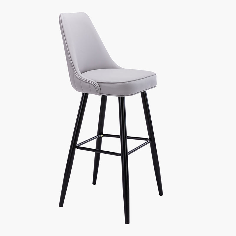 Contemporary Metal Leather Bar Stools Bristol Barstool with Iron Legs and Low Back Ligth Gray-Red 1 Piece Clearhalo 'Bar Furniture' 'Bar Stools' 'bar_stools' 'furn' 'furn_bar_stools' 'furniture_bar_stools' 'Kitchen & Dining Furniture' 'kitchen&dining_furn' 'kitchen' 'kitchen_furn' Furniture' 4527687