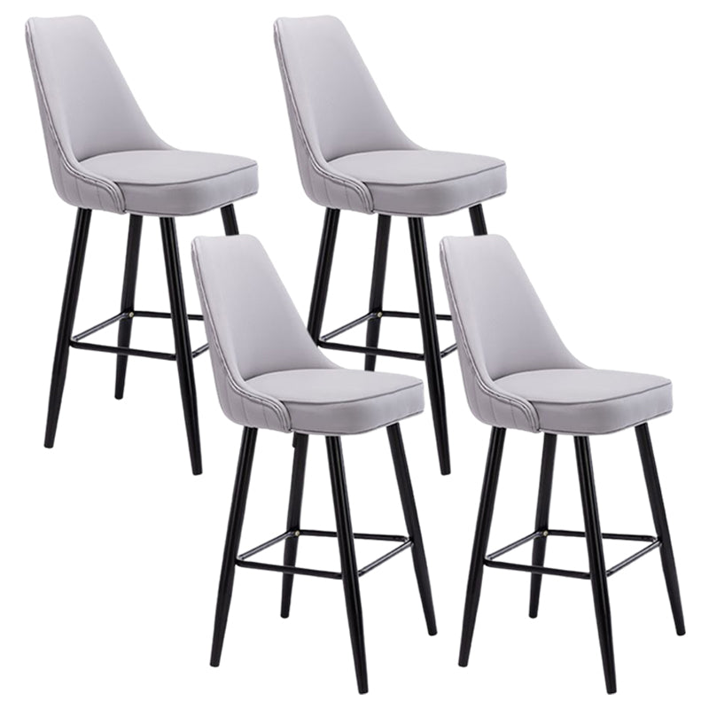 Contemporary Metal Leather Bar Stools Bristol Barstool with Iron Legs and Low Back Ligth Gray-Red 4 Piece Set Clearhalo 'Bar Furniture' 'Bar Stools' 'bar_stools' 'furn' 'furn_bar_stools' 'furniture_bar_stools' 'Kitchen & Dining Furniture' 'kitchen&dining_furn' 'kitchen' 'kitchen_furn' Furniture' 4527690
