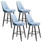 Contemporary Metal Leather Bar Stools Bristol Barstool with Iron Legs and Low Back Blue 4 Piece Set Clearhalo 'Bar Furniture' 'Bar Stools' 'bar_stools' 'furn' 'furn_bar_stools' 'furniture_bar_stools' 'Kitchen & Dining Furniture' 'kitchen&dining_furn' 'kitchen' 'kitchen_furn' Furniture' 4527693
