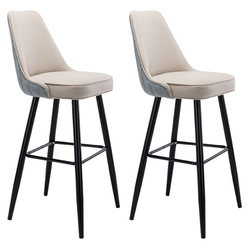 Contemporary Metal Leather Bar Stools Bristol Barstool with Iron Legs and Low Back Sky Blue 2 Piece Set Clearhalo 'Bar Furniture' 'Bar Stools' 'bar_stools' 'furn' 'furn_bar_stools' 'furniture_bar_stools' 'Kitchen & Dining Furniture' 'kitchen&dining_furn' 'kitchen' 'kitchen_furn' Furniture' 4527695