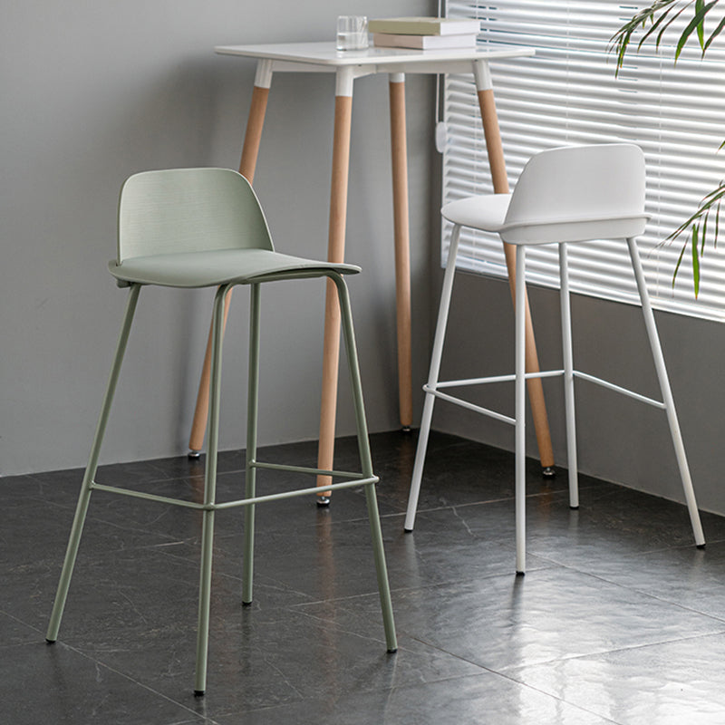 Rectangular Modern Plastic Bar Stool Backrest Footrest Counter Stool with Iron Legs Clearhalo 'Bar Furniture' 'Bar Stools' 'bar_stools' 'furn' 'furn_bar_stools' 'furniture_bar_stools' 'Kitchen & Dining Furniture' 'kitchen&dining_furn' 'kitchen' 'kitchen_furn' Furniture' 4527700