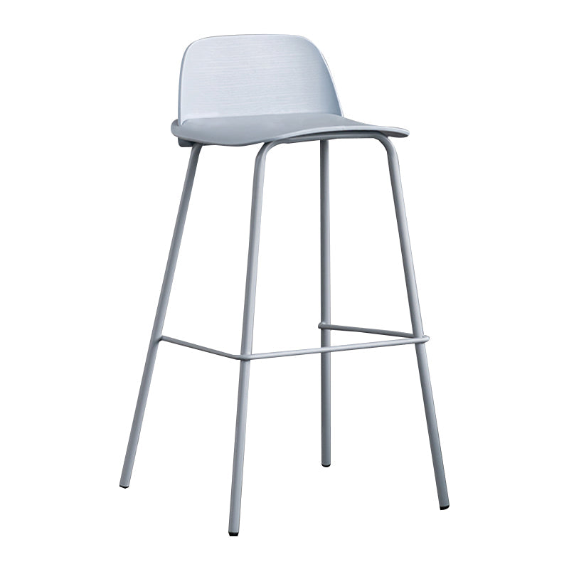 Rectangular Modern Plastic Bar Stool Backrest Footrest Counter Stool with Iron Legs Gray-Blue Clearhalo 'Bar Furniture' 'Bar Stools' 'bar_stools' 'furn' 'furn_bar_stools' 'furniture_bar_stools' 'Kitchen & Dining Furniture' 'kitchen&dining_furn' 'kitchen' 'kitchen_furn' Furniture' 4527701