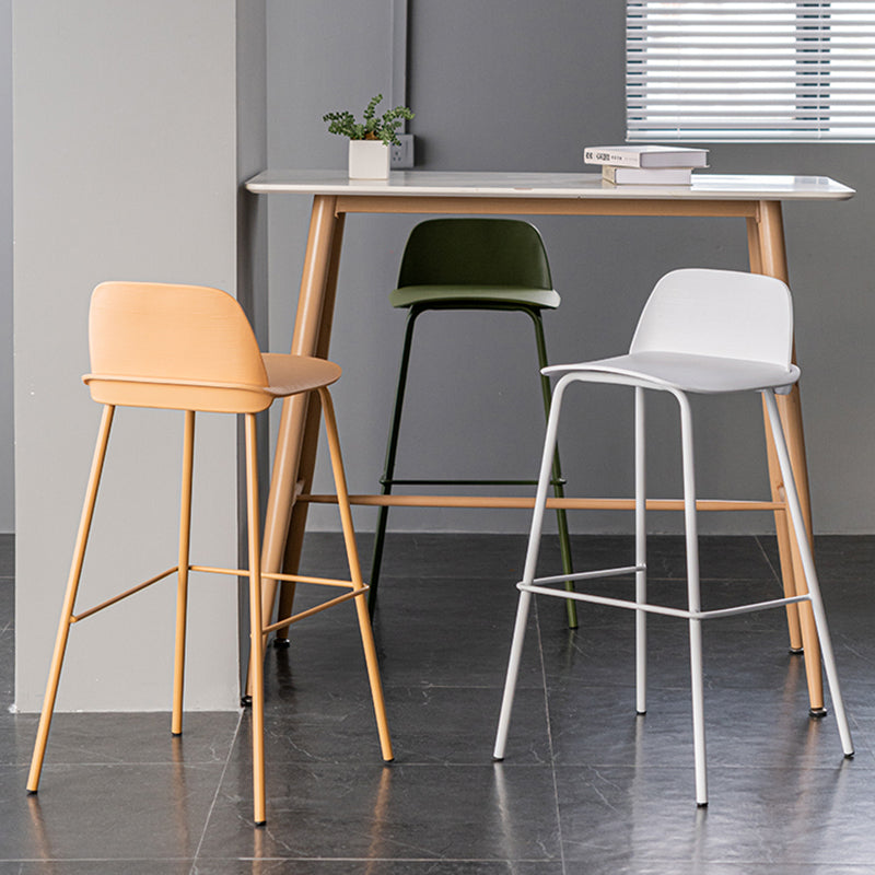 Rectangular Modern Plastic Bar Stool Backrest Footrest Counter Stool with Iron Legs Clearhalo 'Bar Furniture' 'Bar Stools' 'bar_stools' 'furn' 'furn_bar_stools' 'furniture_bar_stools' 'Kitchen & Dining Furniture' 'kitchen&dining_furn' 'kitchen' 'kitchen_furn' Furniture' 4527704